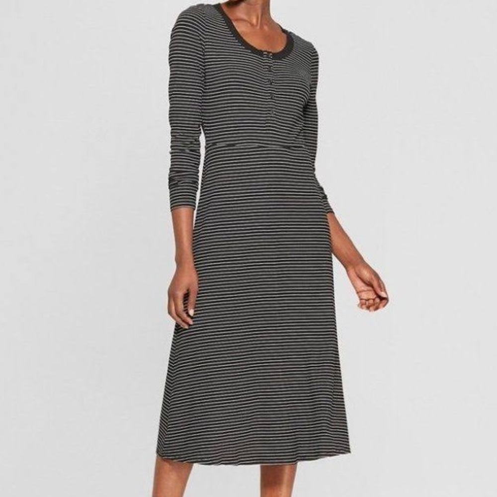 Who What Wear Striped Long Sleeve Dress Sz Medium